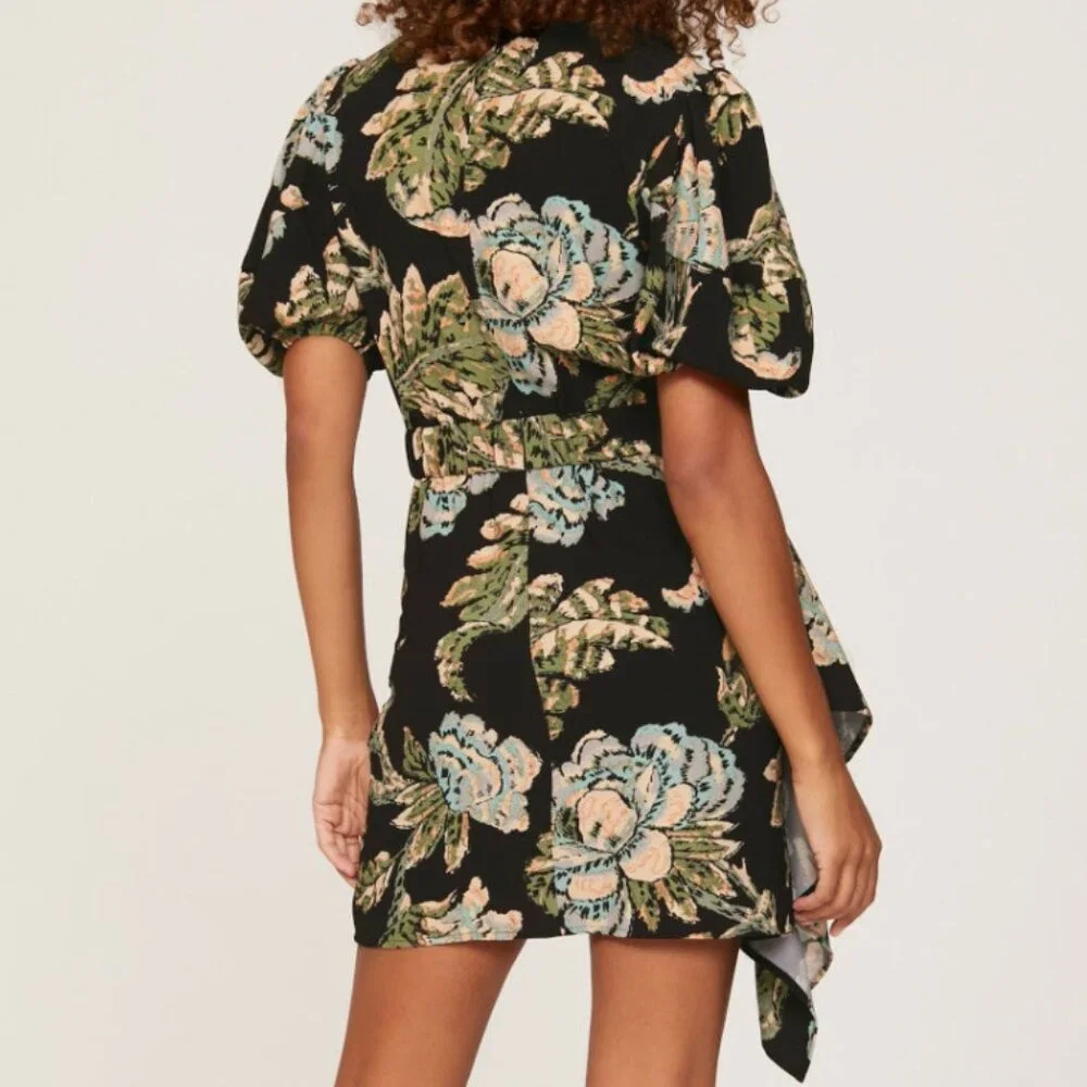 RHODE Camellia Vine Black Floral Pia Dress Size 8 - Picture 4 of 16